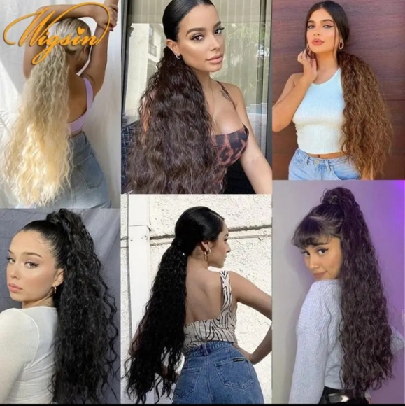 🍒Khaki 24" Wavy Ponytail - Picture 3 of 5